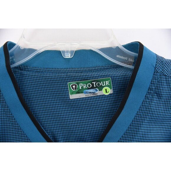 Pro Tour CoolPlay Golf Houndstooth Pullover Windbreaker Jacket Blue Mens Sz L - Picture 9 of 9